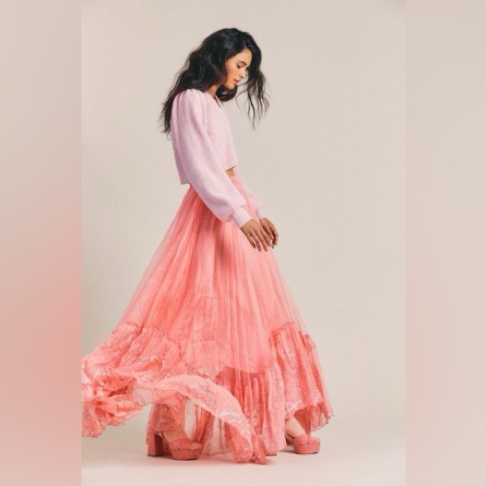 LoveShackFancy Lorelle Skirt in Bubble Gum Size 0